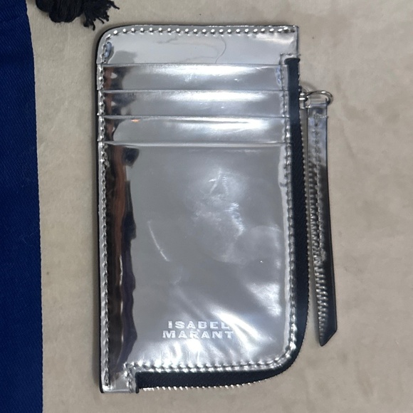 Isabel Marant Kochi card holder zip wallet metallic silver - Picture 1 of 3